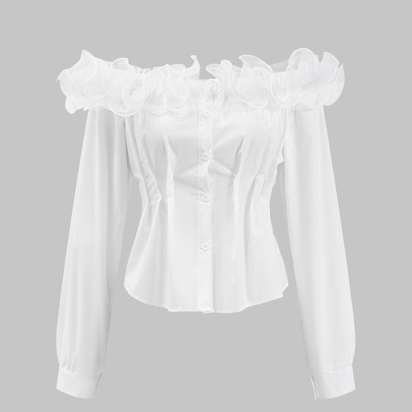 Micas Tops - Elegant White Off-Shoulder Women's Top MC1-11